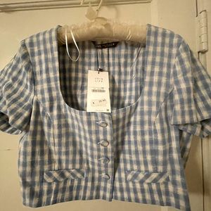 Zara Gingham crop top XL